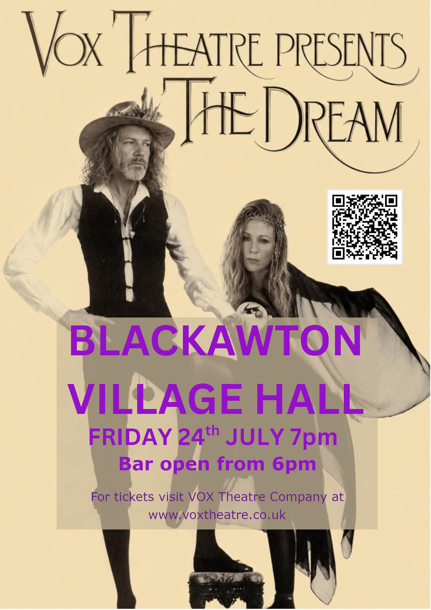 VOX Theatre, The Dream, Blackawton Village Hall, Friday 24th July 7pm. Bar open 6pm